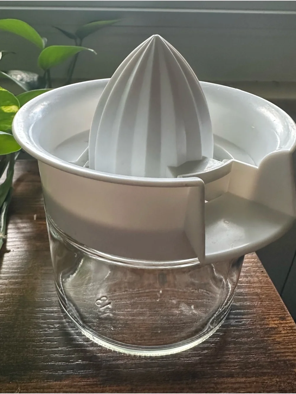 White Manual Citrus Juicer with Glass Juice Jar